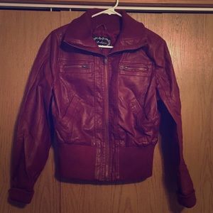 Maroon leather jacket !